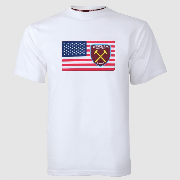 2425 - WHITE USA FLAG/CREST T-SHIRT