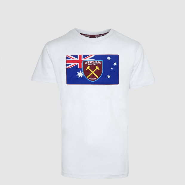 2418 - WHITE AUSTRALIA  FLAG/CREST T-SHIRT