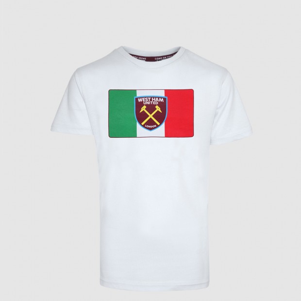 2418 - WHITE ITALY FLAG/CREST T-SHIRT