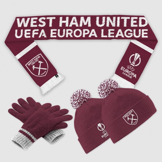 WEST HAM FC Knitted Gloves Knitted Hat Scarf Birthday Christmas Gift 