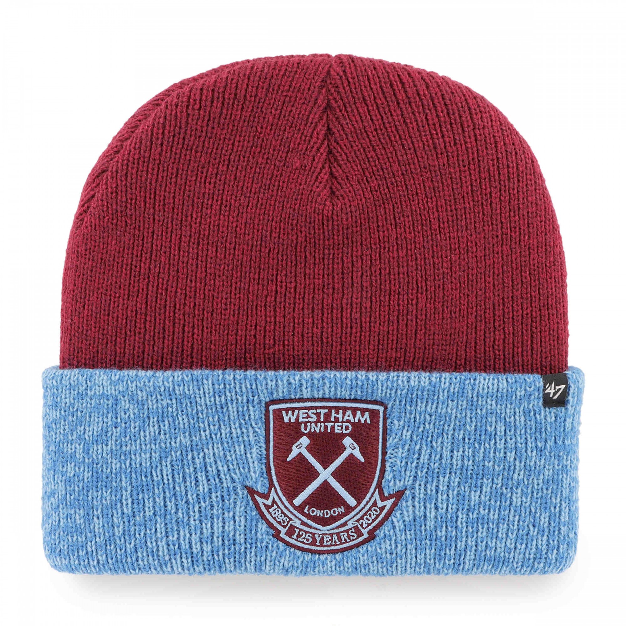 West Ham United Football Club Classic Crest Youth Knitted Beanie Hat Claret Navy 
