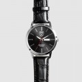 BLACK FACE LEATHER STRAP WATCH