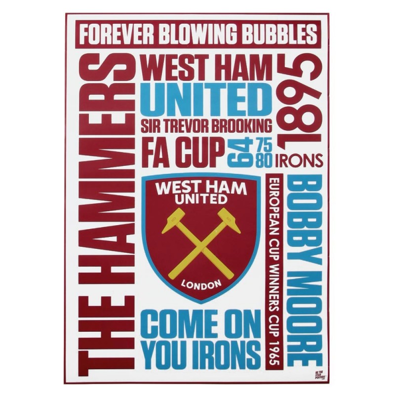 A2 WEST HAM UNITED WORD POSTER