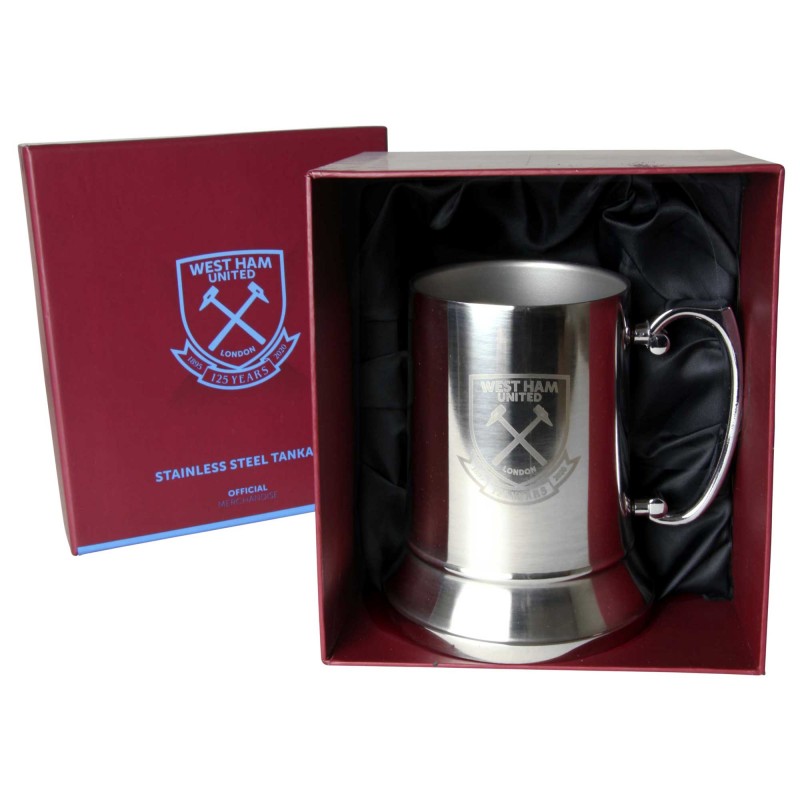 WEST HAM 125-BOXED STAINLESS STEEL TANKARD