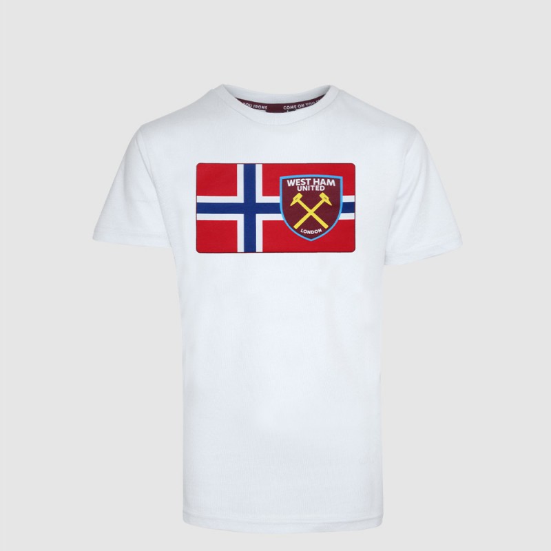 2418 - WHITE NORWAY FLAG/CREST T-SHIRT