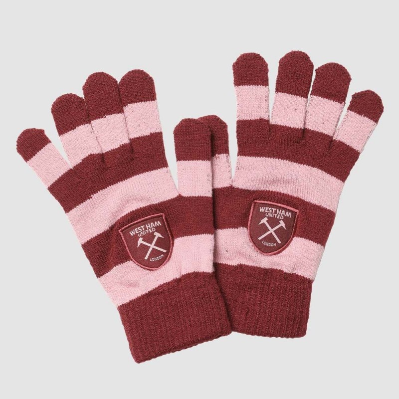 YOUTH CLARET/PINK STRIPED GLOVES
